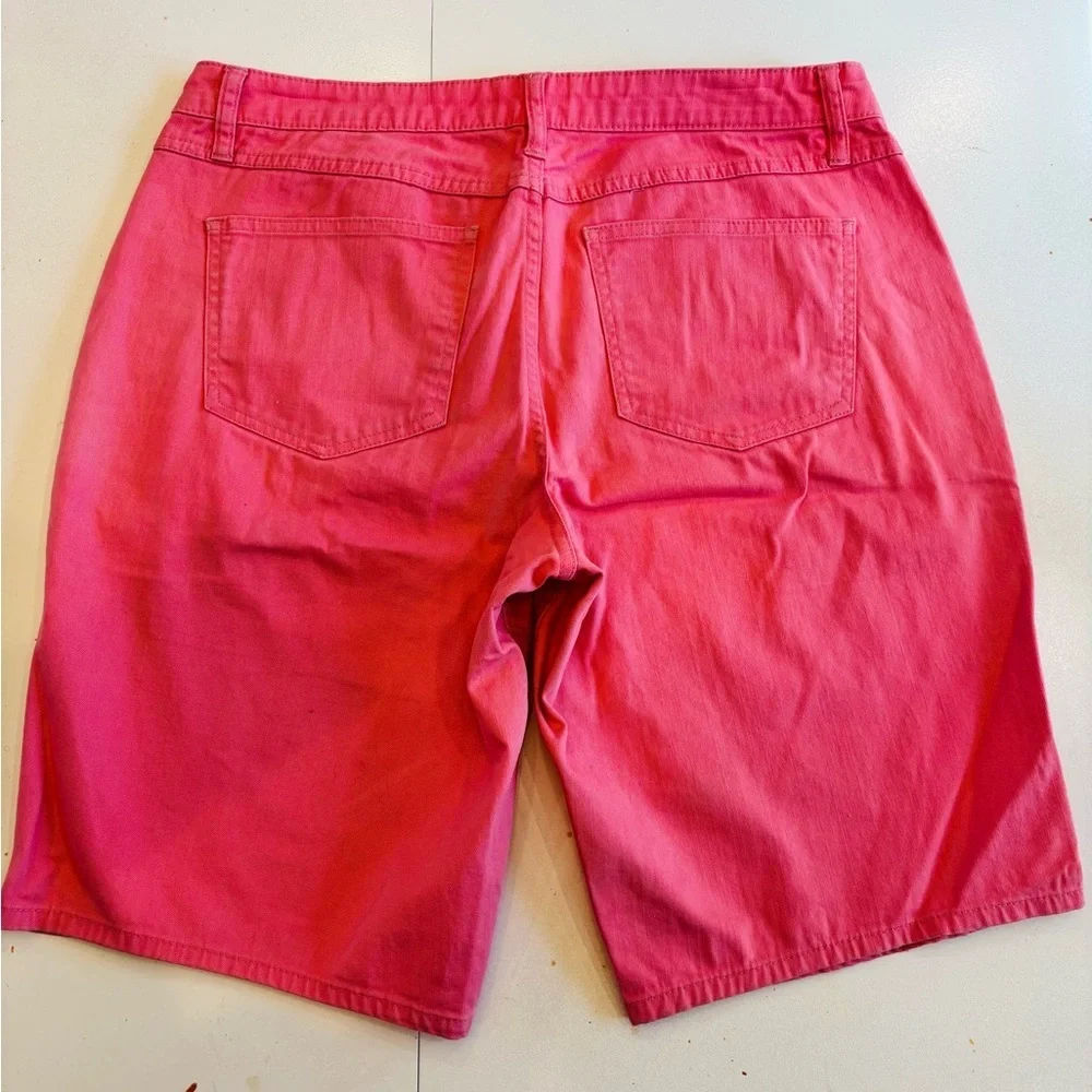 Riders by Lee Pink Flat Front Cotton Shorts mid rise Bermuda size 12 M - Picture 3 of 8
